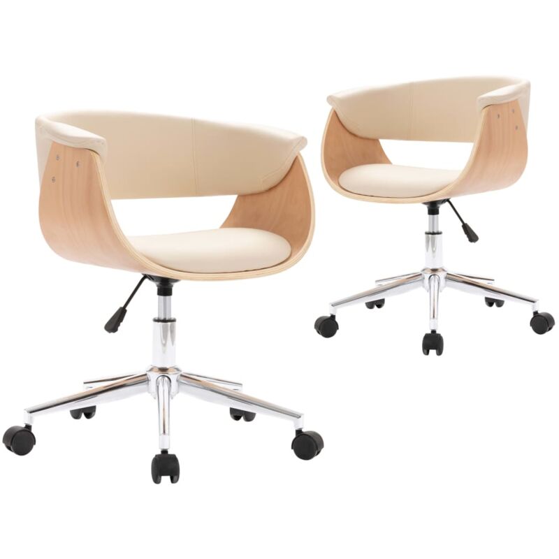 

vidaXL Silla de Comedor Giratoria 2 Unidades Cuero Sintético Crema - Crema