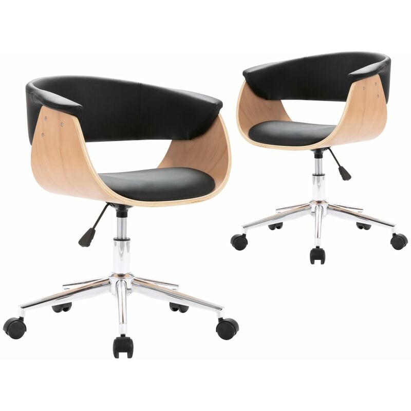 

vidaXL Silla de Comedor Giratoria 2 Unidades Cuero Sintético Negro - Negro