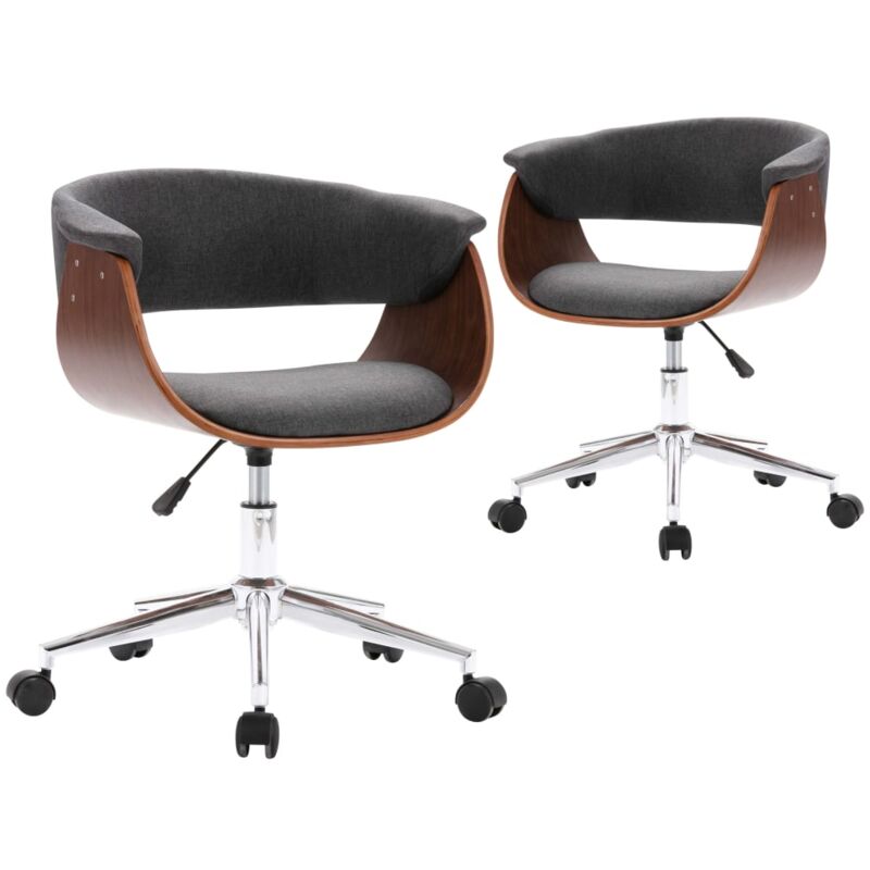 

vidaXL Silla de Comedor Giratoria 2 Unidades Tela Gris - Gris