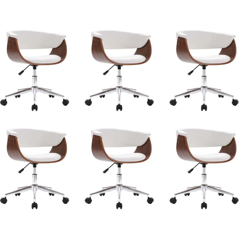 

vidaXL Silla de Comedor Giratoria 6 Unidades Cuero Sintético Blanco - Blanco