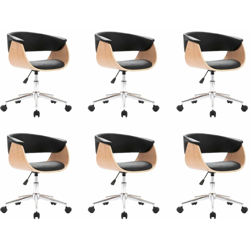 

vidaXL Silla de Comedor Giratoria 6 Unidades Cuero Sintético Negro - Negro