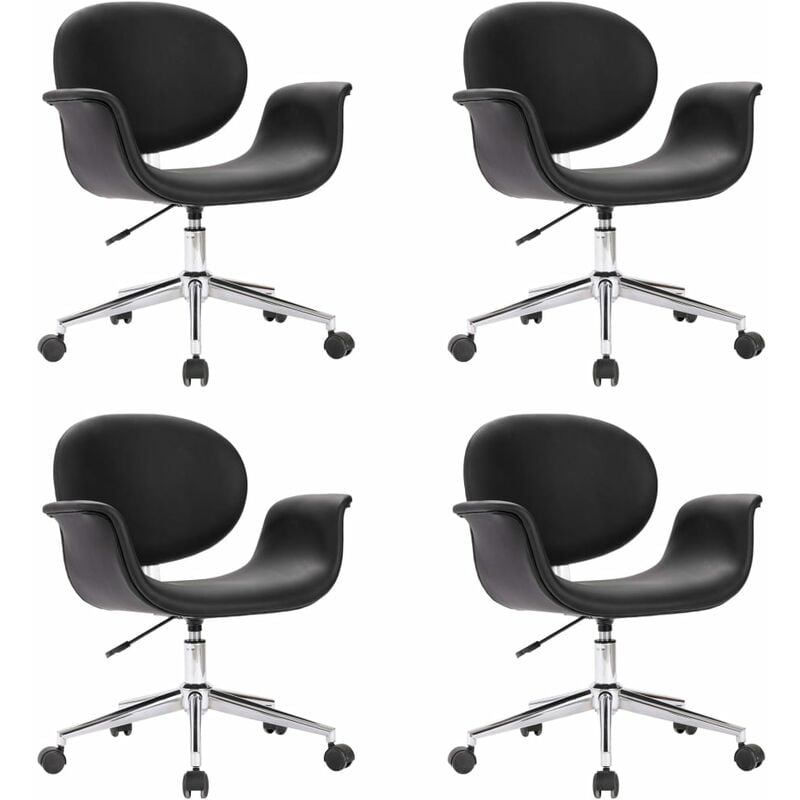

vidaXL Silla de Comedor Giratoria Cuero Sintético 4 Unidades Negro - Negro