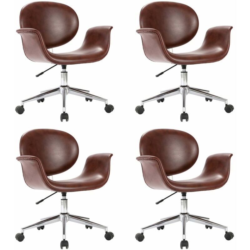 

vidaXL Silla de Comedor Giratoria Cuero Sintético 4 Unidades Marrón - Marrón