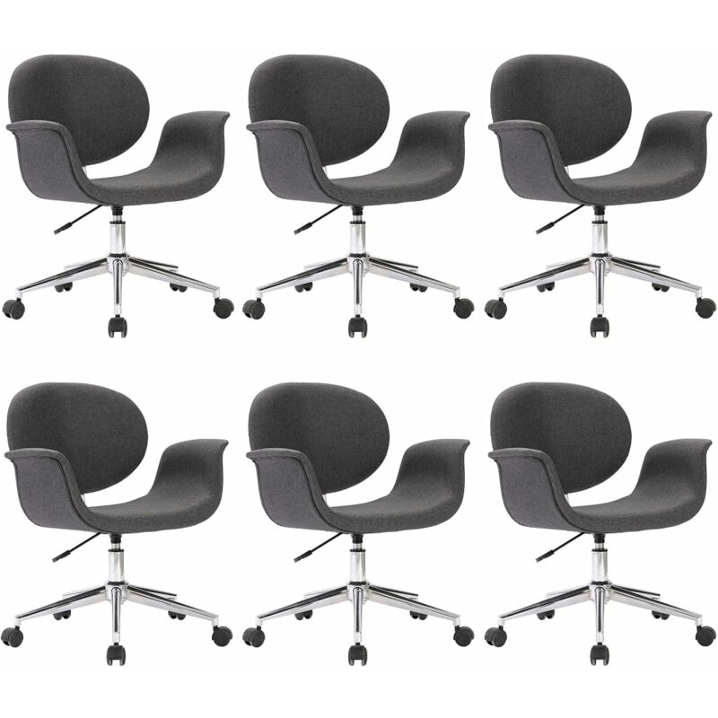 

vidaXL Silla de Comedor Giratoria Tela 6 Unidades Gris Oscuro - Gris