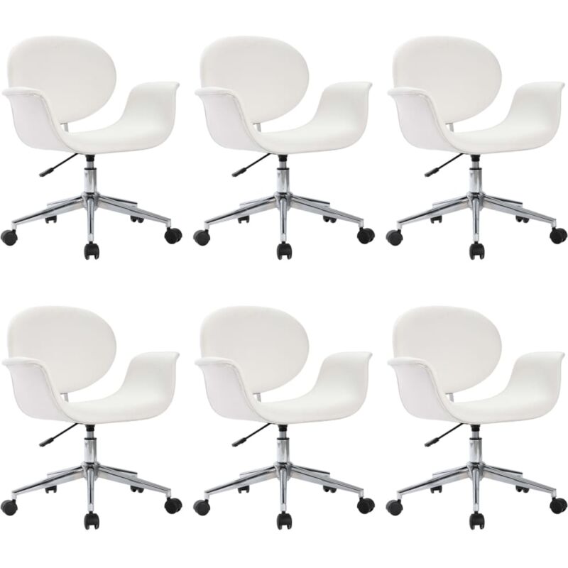 

vidaXL Silla de Comedor Giratoria Cuero Sintético 6 Unidades Blanco - Blanco