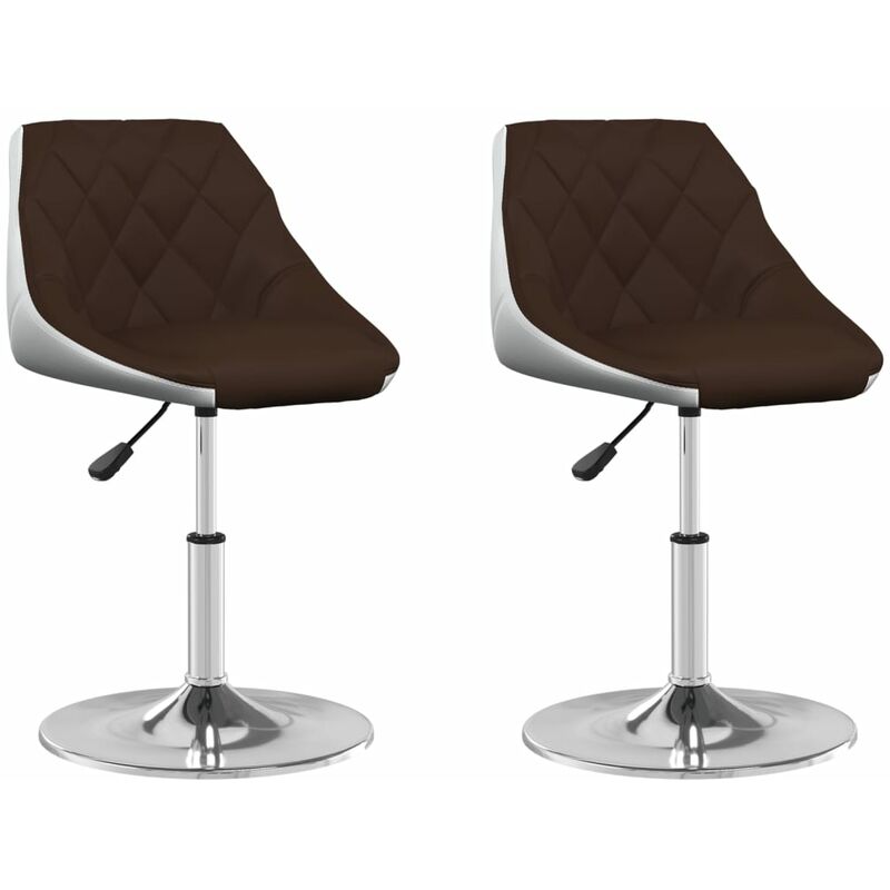 

vidaXL Silla de comedor giratorias 2 uds cuero sintético marrón blanco - Blanco