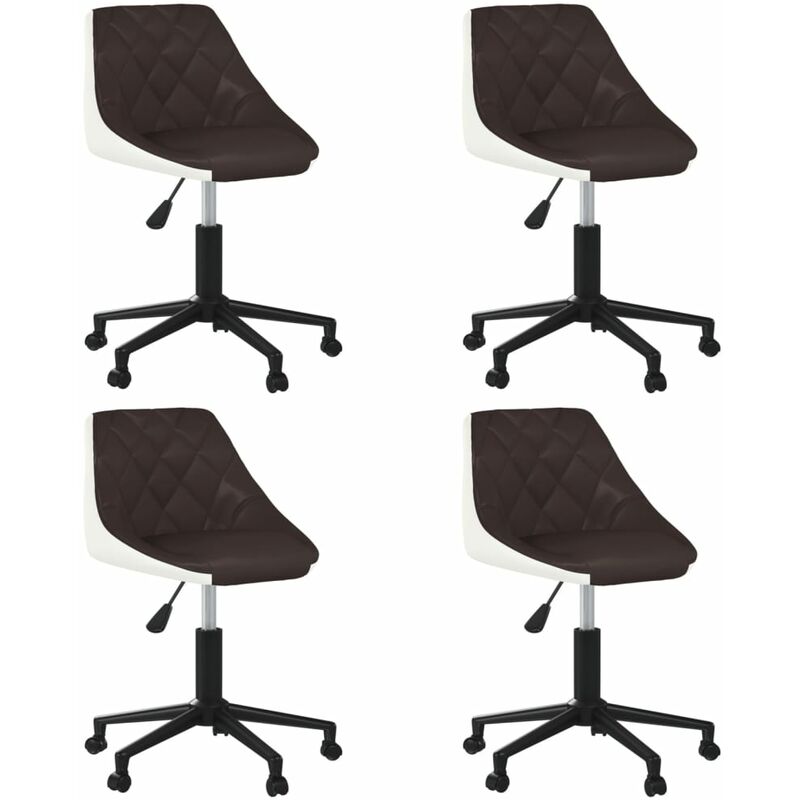 

vidaXL Silla de comedor giratorias 4 uds cuero sintético marrón blanco - Marrón