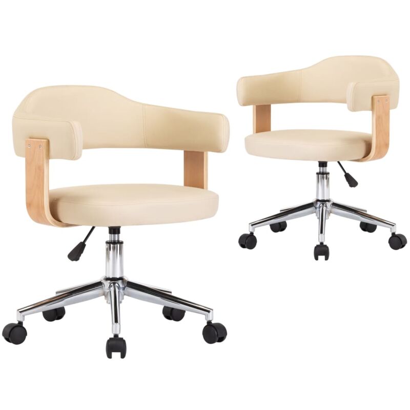 

vidaXL Silla de Comedor Giratorias 2 Unidades Cuero Sintético Crema - Crema