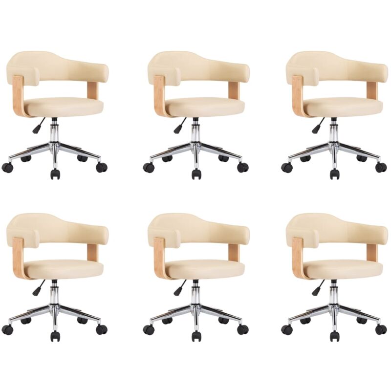 

vidaXL Silla de Comedor Giratorias 6 Unidades Cuero Sintético Crema - Crema