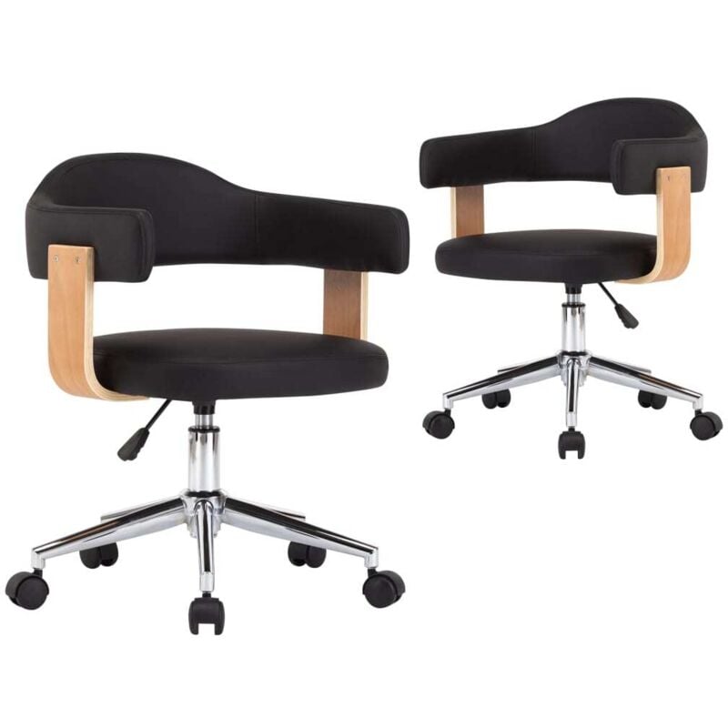 

vidaXL Silla de Comedor Giratorias 2 Unidades Cuero Sintético Negro - Negro