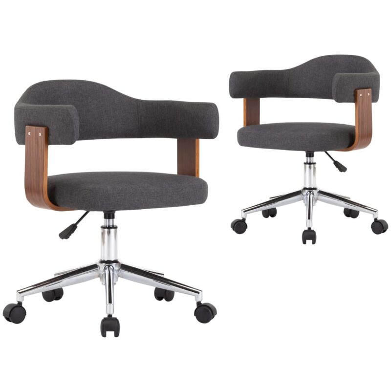 

vidaXL Silla de Comedor Giratorias 2 Unidades Madera Curvada y Tela Gris - Gris