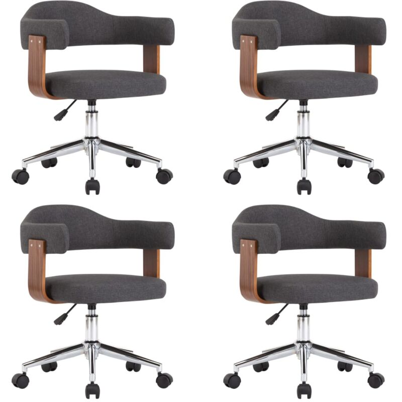 

vidaXL Silla de Comedor Giratorias 4 Unidades Madera Curvada y Tela Gris - Gris