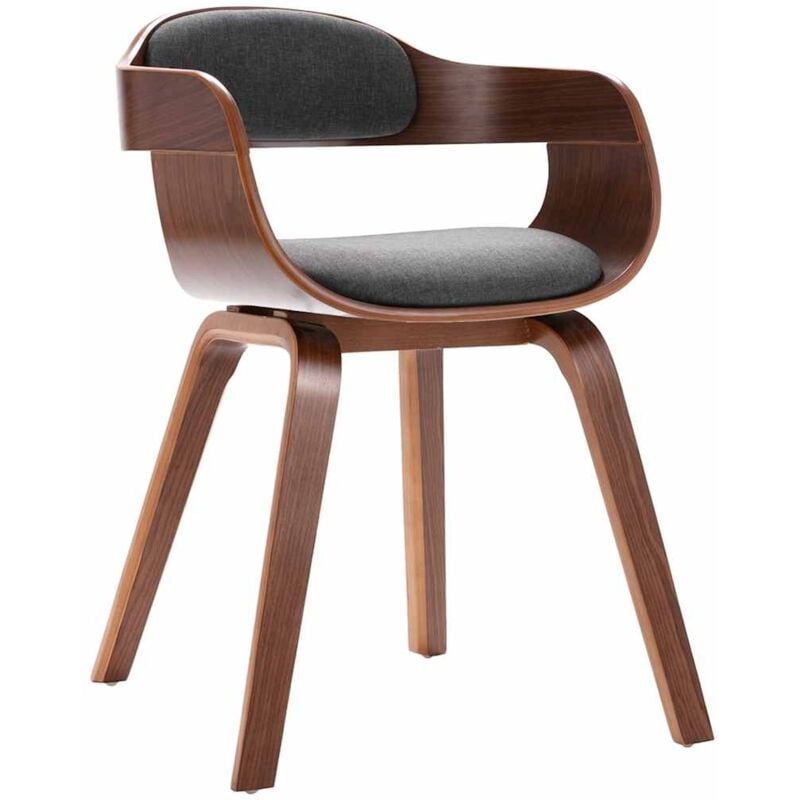 

vidaXL Silla de comedor madera curvada y tela gris oscuro - Gris