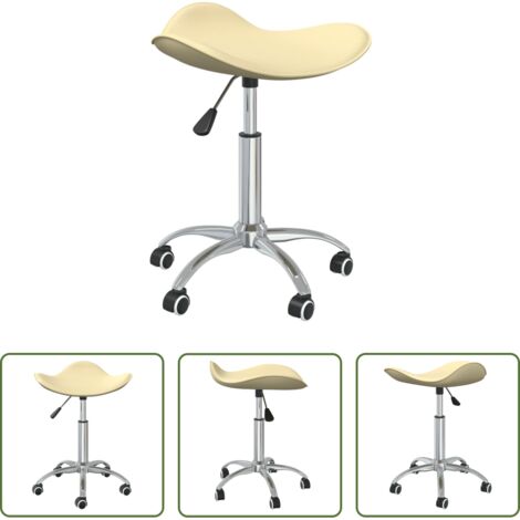 vidaXL Silla de cuero sintético -  Silla de comedor giratoria de cuero sintético crema