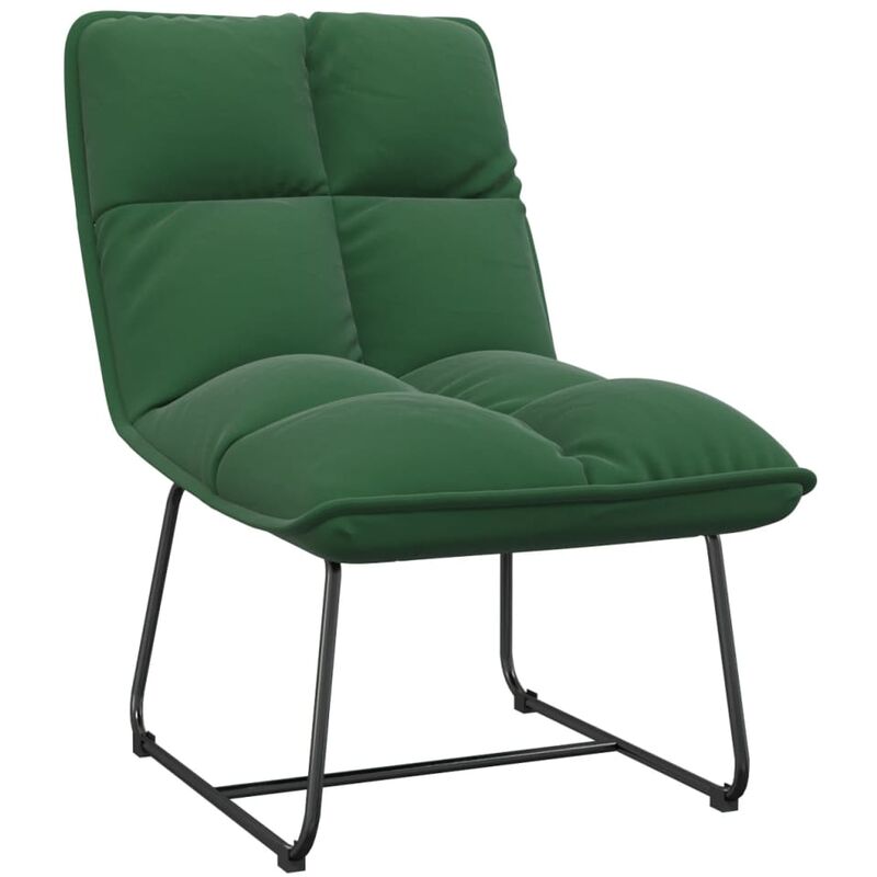 

Silla de descanso con estructura de metal terciopelo verde oscuro - Verde - Vidaxl