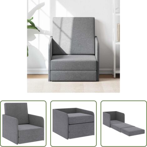 vidaXL Silla de dormir -  Sillón convertible tela gris claro