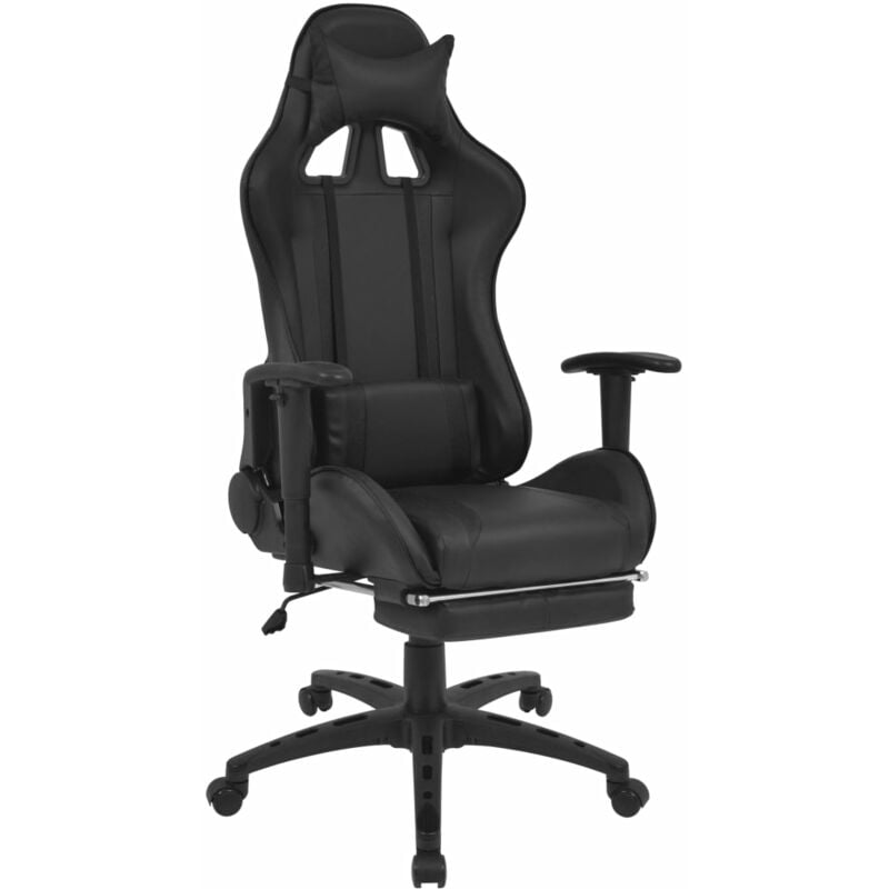 

Silla de Escritorio Racing Reclinable con Reposapiés Negra - Negro - Vidaxl