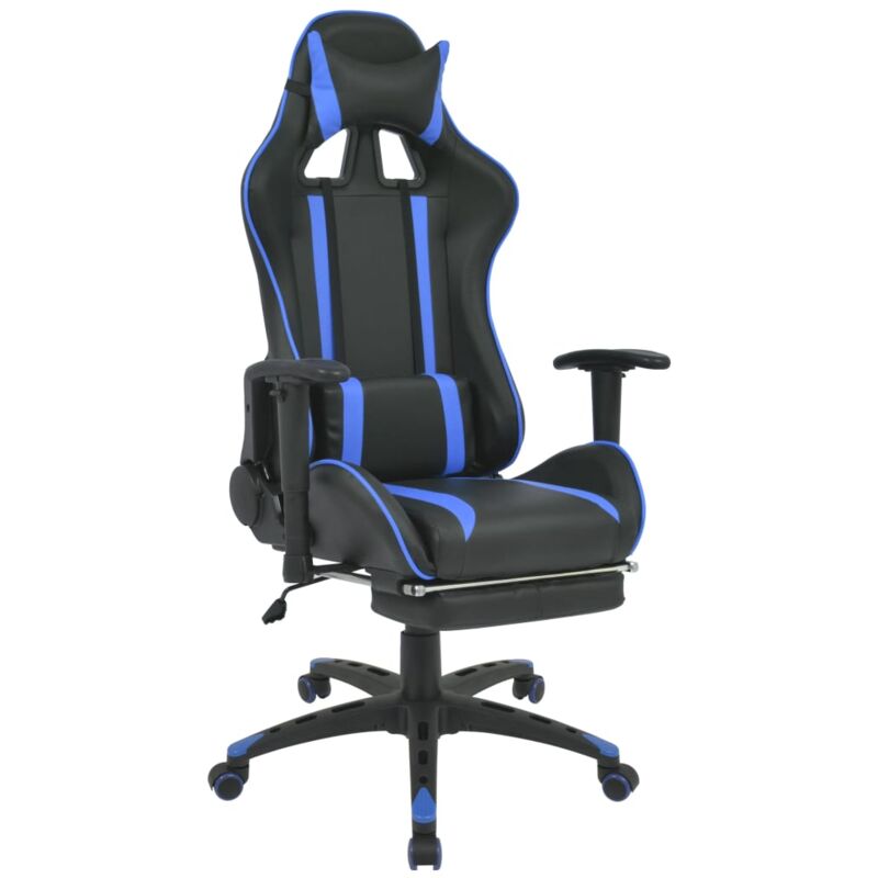 

vidaXL Silla de Escritorio Racing Reclinable con Reposapiés Azul - Azul