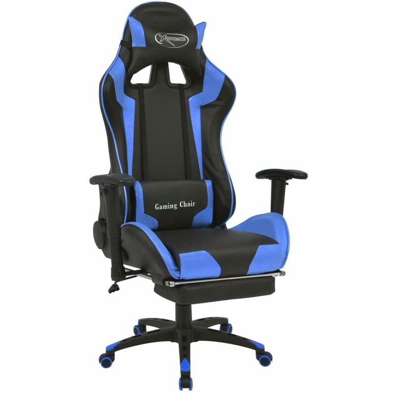 

vidaXL Silla de Escritorio Reclinable Racing con Reposapiés Azul - Azul