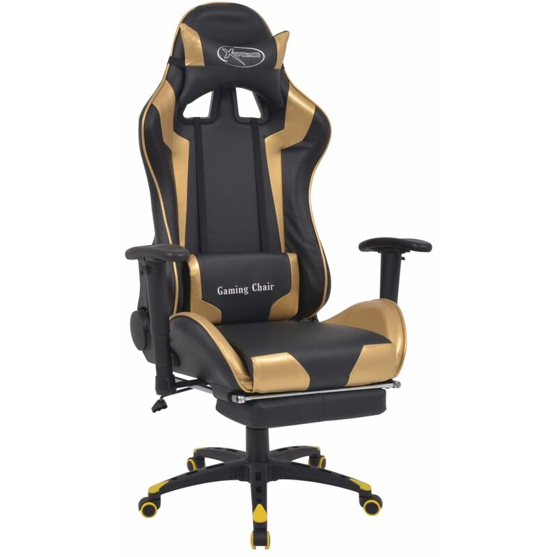 

Silla de Escritorio Reclinable Racing con Reposapiés Dorada - Oro - Vidaxl