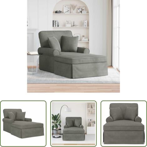 vidaXL Silla de estar con cojines -  Chaise Lounge con Falda con cojín 3 pcs Gris Claro Tela de Pana