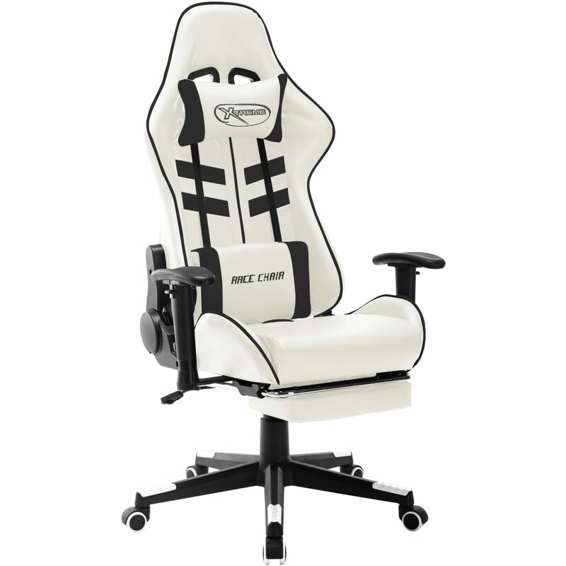 

vidaXL Silla de gaming de cuero sintético blanco y negro - Multicolor