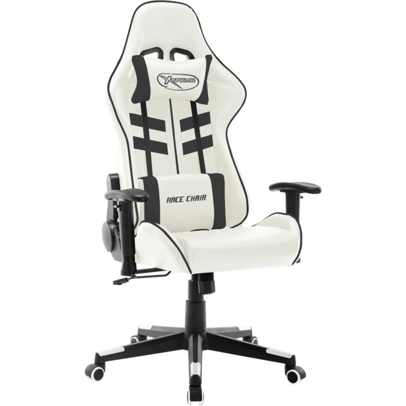 

vidaXL Silla de gaming de cuero sintético blanco y negro - Multicolor