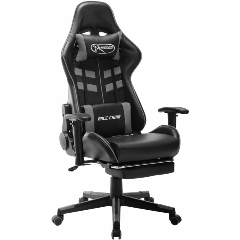 

vidaXL Silla de gaming de cuero sintético negro y gris - Multicolor