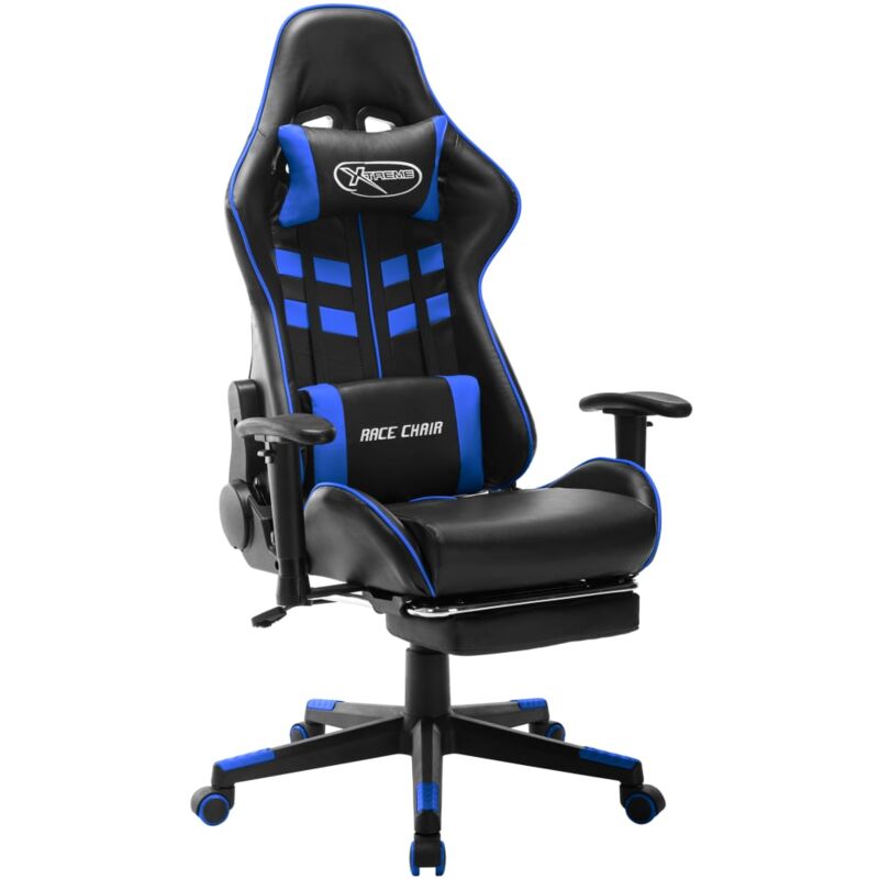 

vidaXL Silla de gaming de cuero sintético negro y azul - Multicolor