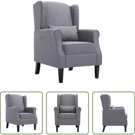 vidaXL Silla de hogar -  Sillón de tela gris oscuro