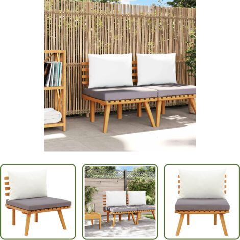 vidaXL Silla de jardín con cojines -  Silla de jardín con cojines madera maciza de acacia