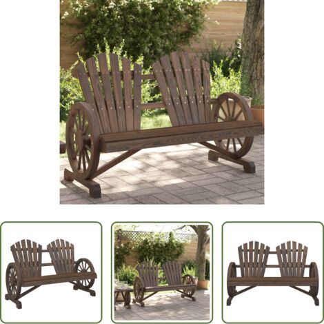 vidaXL Silla de jardín de madera -  Sillón de jardín Adirondack doble madera maciza de abeto