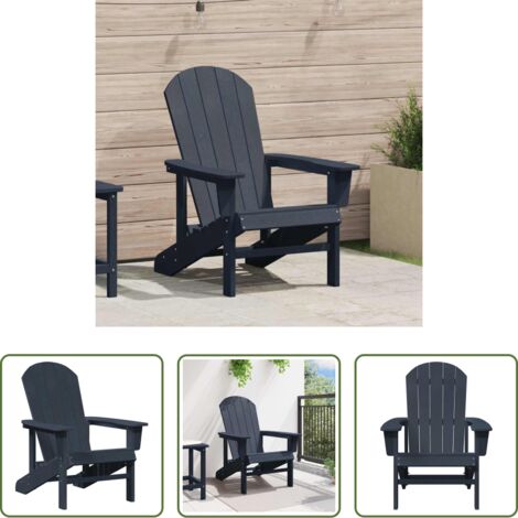 vidaXL Silla de jardín -  Silla Adirondack Azul marino 82 x 74 x 92 cm HDPE