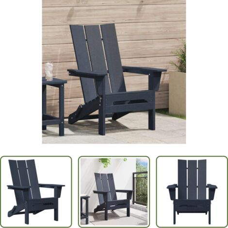 vidaXL Silla de jardín -  Silla Adirondack Plegable Azul marino 80,5 x 74,5 x 92 cm HDPE
