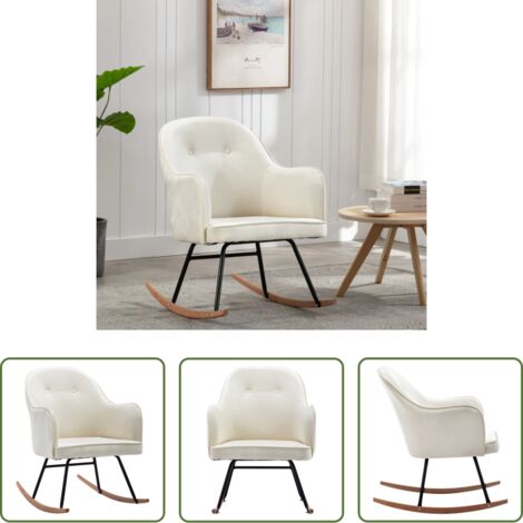 vidaXL Silla de jardín -  Silla mecedora de terciopelo blanco crema
