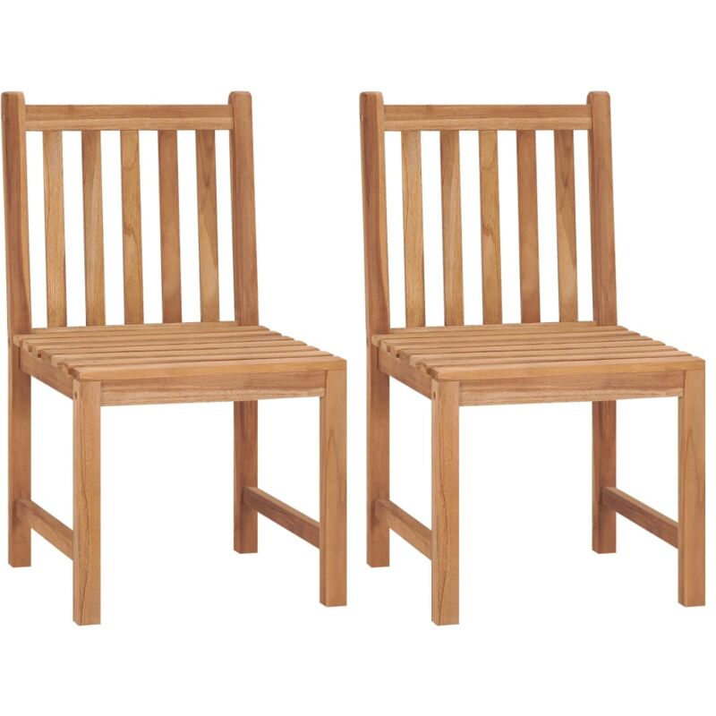 

vidaXL Silla de jardín 2 unidades madera maciza de teca - Gris