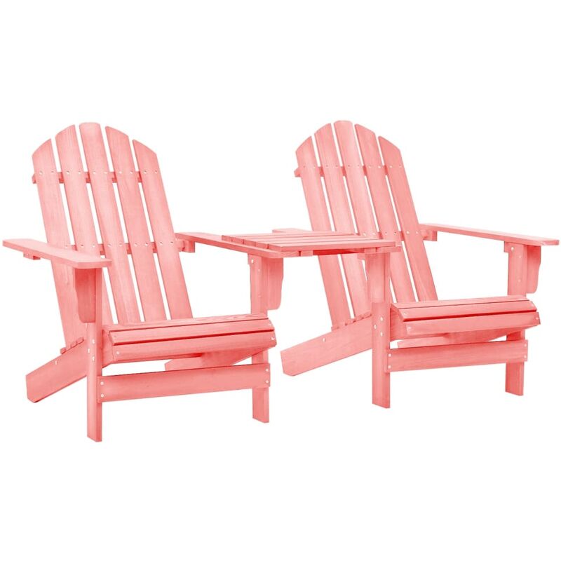 

vidaXL Silla jardín Adirondack y mesita madera maciza de abeto rosa - Rosa