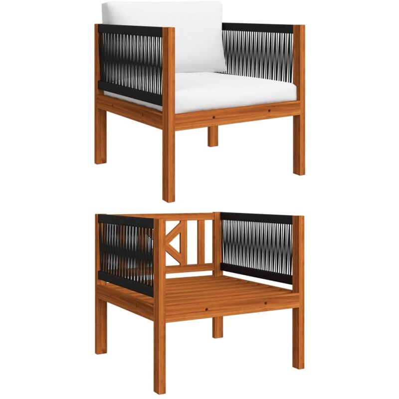 

vidaXL Silla de jardín con cojín madera maciza de acacia - Negro