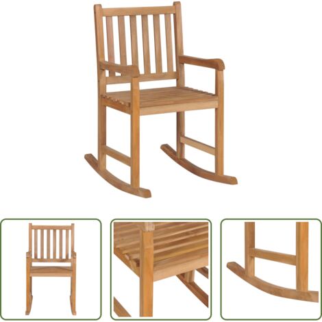 vidaXL Silla de madera de teca -  Silla mecedora de madera maciza de teca