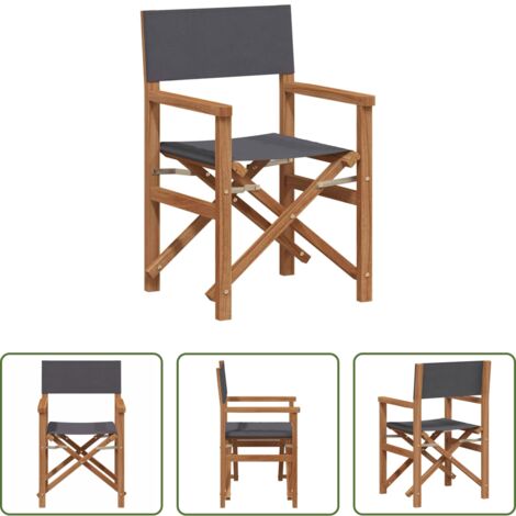 vidaXL Silla de madera -  Silla de director plegable Gris 55 x 54 x 85 cm