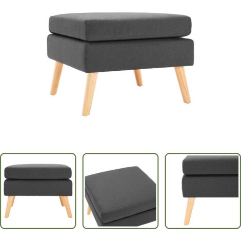vidaXL Silla de madera -  Taburete de tela gris oscuro