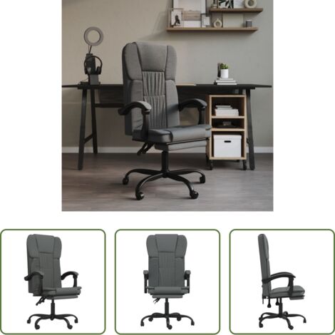 vidaXL Silla de oficina con respaldo ajustable -  Silla de oficina reclinable de tela gris oscuro