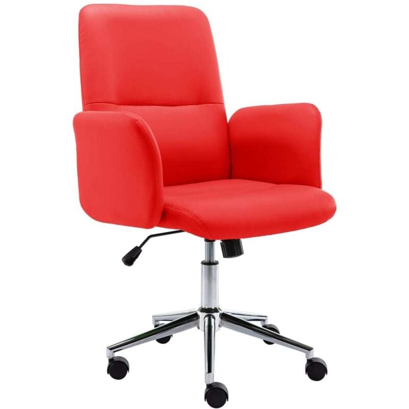 

vidaXL Silla de oficina de cuero sintético rojo - Rojo