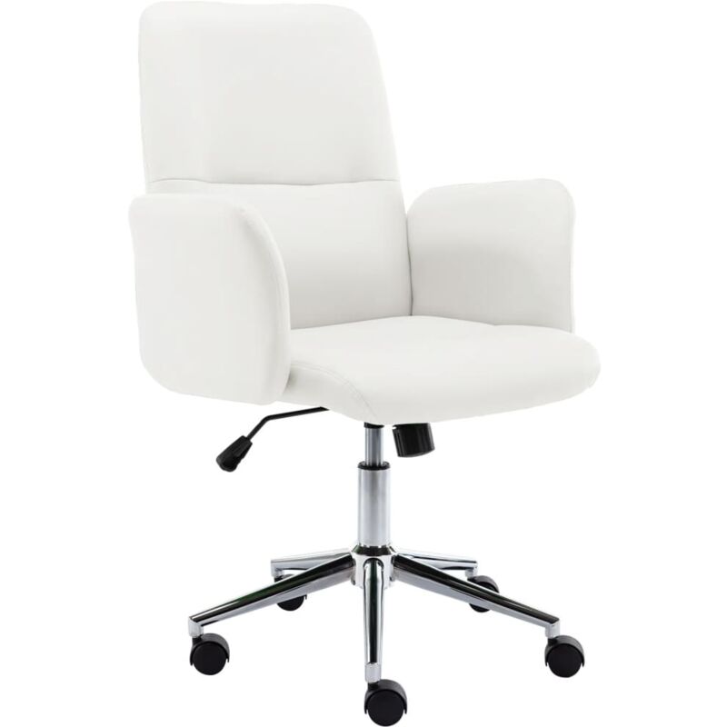 

vidaXL Silla de oficina de cuero sintético blanco - Blanco