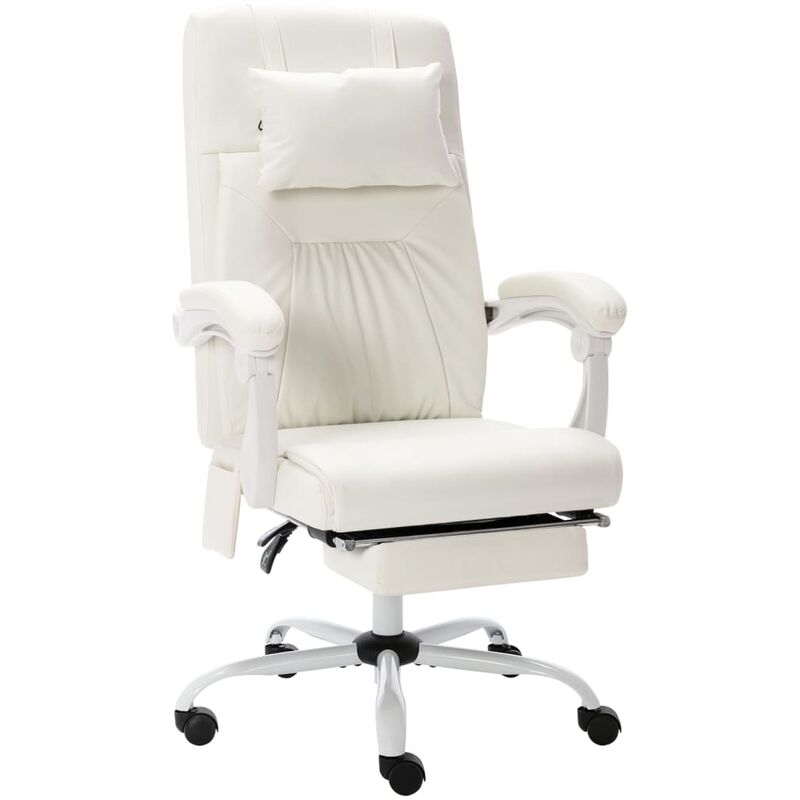 

vidaXL Silla de oficina de masaje cuero sintético blanco - Blanco