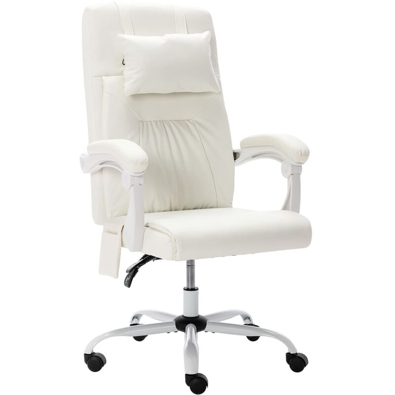 

vidaXL Silla de oficina de masaje cuero sintético blanco - Blanco