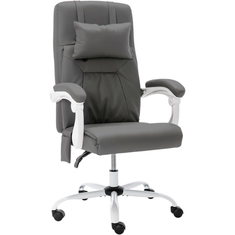 

vidaXL Silla de oficina de masaje cuero sintético gris - Gris