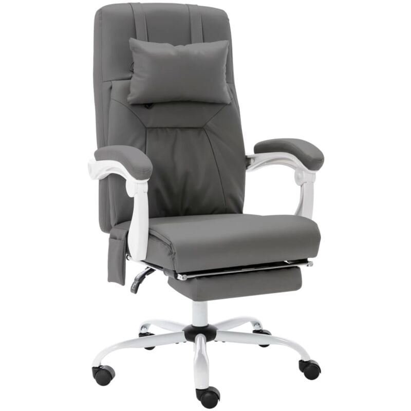 

vidaXL Silla de oficina de masaje cuero sintético gris - Gris