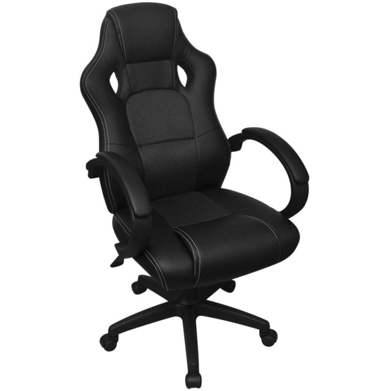 

vidaXL Silla de Oficina Ejecutiva de Carreras Cuero Sintético Negro - Negro