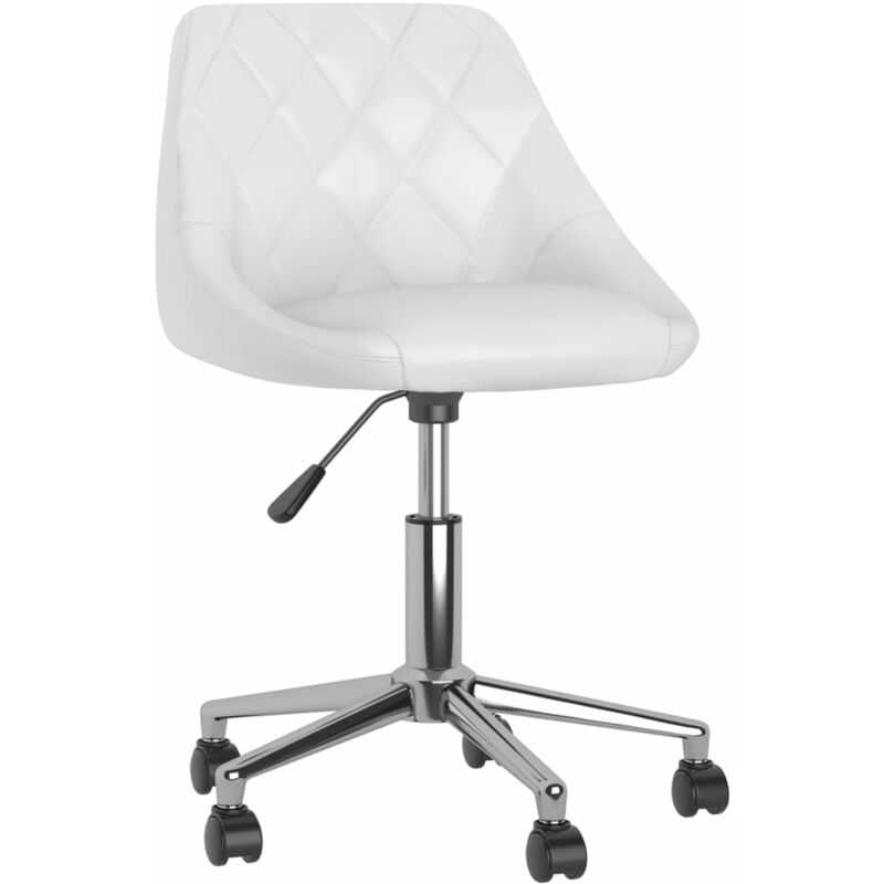 

vidaXL Silla de oficina giratoria de cuero sintético blanco - Blanco